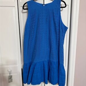 J. Crew Vibrant Blue Eyelet Mini Dress